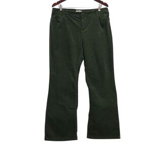 Coldwater Creek Green Granola Girl Flare Leg Corduroy Pants Women Size 14 Goblin